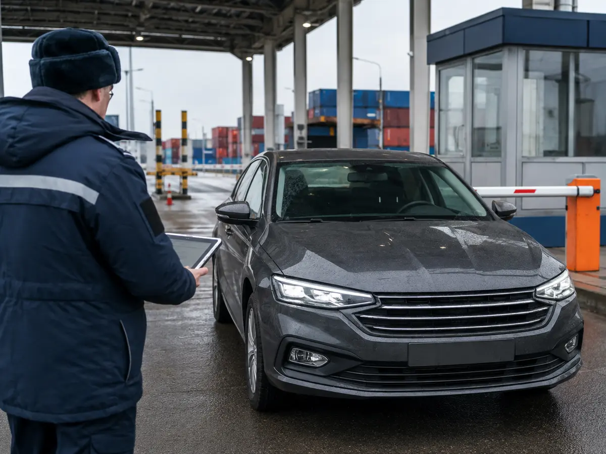 Импортный автомобиль на таможенном досмотре